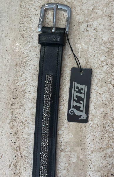 CINTURON NEGRO BRILLANTES GRISES ELT 